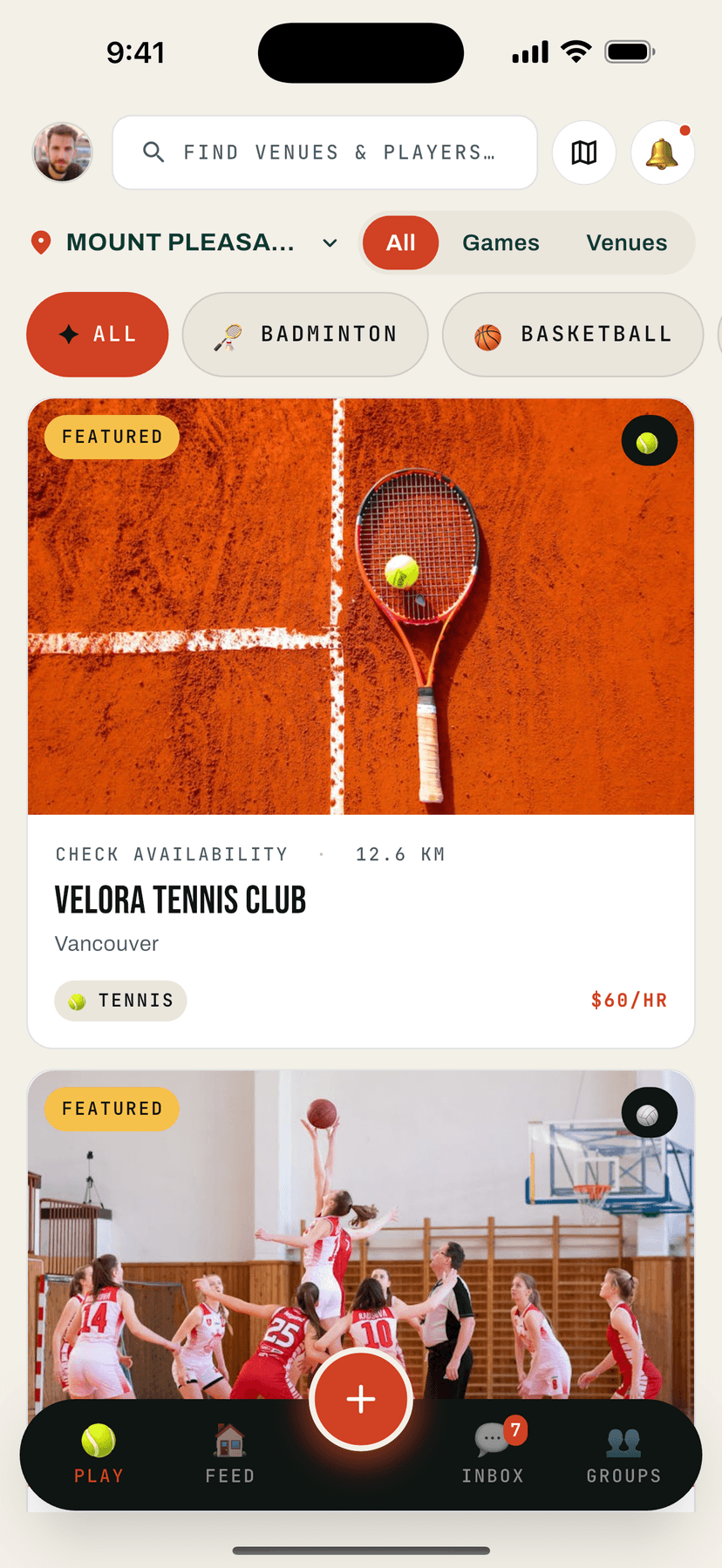 Browse venues and games